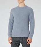 Reiss Jamie - Mens Ribbed Crew-neck Jumper In Blue, Size S