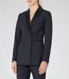 Reiss Rocco Jacket - Womens Satin-lapel Tuxedo Blazer In Black, Size 4