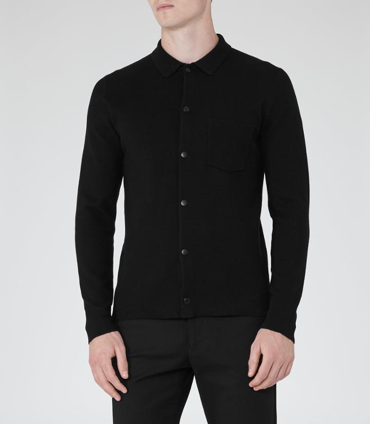 Reiss Birch - Mens Button-front Cardigan In Black, Size S