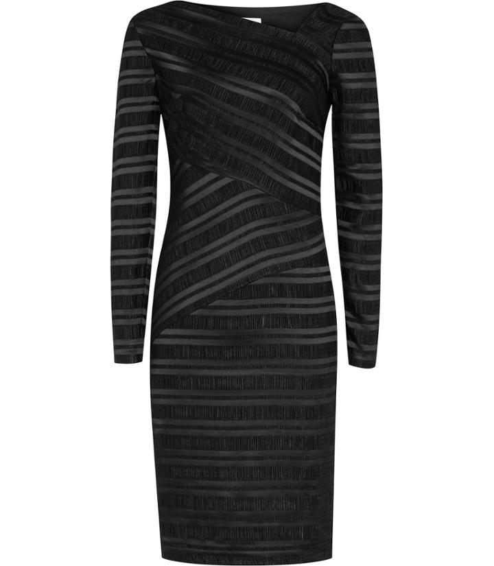 Reiss Ailette - Womens Textured Stripe Dress In Black, Size 4