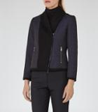 Reiss Seren - Womens Quilted Zip-front Jacket In Blue, Size 6