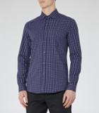 Reiss Madano - Checked Cotton Shirt In Blue, Mens, Size S