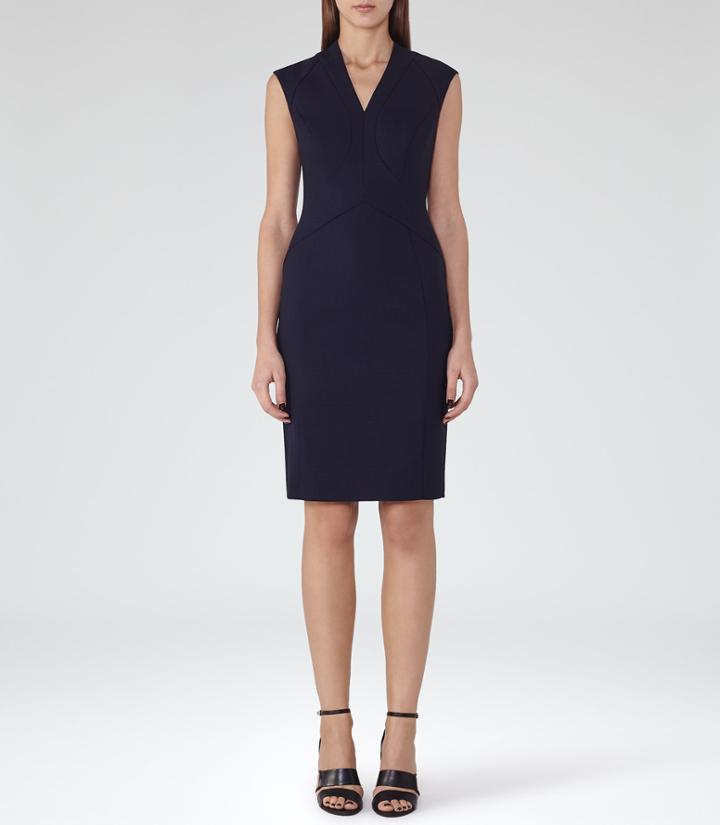 Reiss Delo Dress - Womens Tailored Dress In Blue, Size 4
