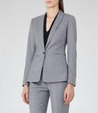 Reiss Nicola Jacket - Womens Checked Single-breasted Blazer In Blue, Size 4