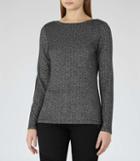 Reiss Kenna - Womens Scoop-back Metallic Jumper In Black, Size Xs