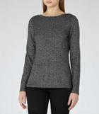 Reiss Kenna - Womens Scoop-back Metallic Jumper In Black, Size Xs