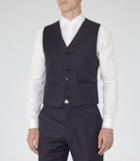 Reiss Marvel W - Mens Checked Wool Waistcoat In Blue, Size 38