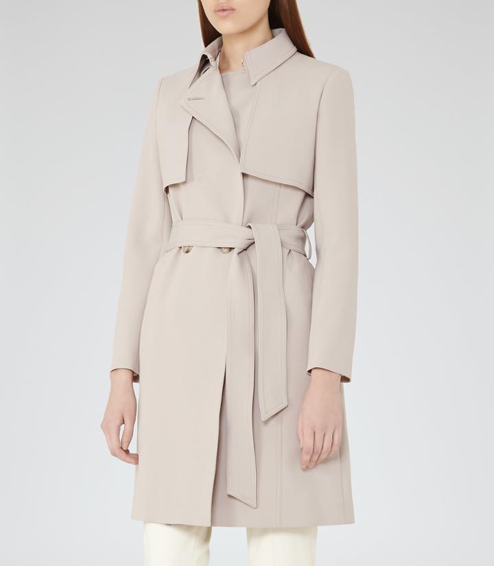 Reiss Somerset - Womens Longline Trench Coat In Brown, Size 4