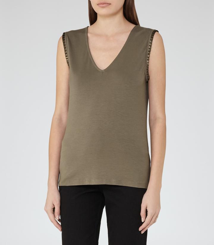 Reiss Sophia - Sleeve-trim Tank Top In Brown, Womens, Size S