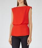 Reiss Robin - Draped Sleeveless Top In Red, Womens, Size 2