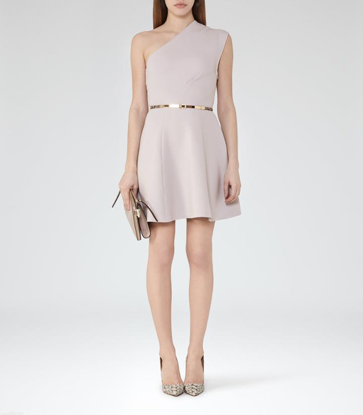 Reiss Keria - One-shoulder Dress In Grey, Womens, Size 0