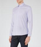 Reiss Lethera - Mens Textured Cotton Shirt In Blue, Size Xs