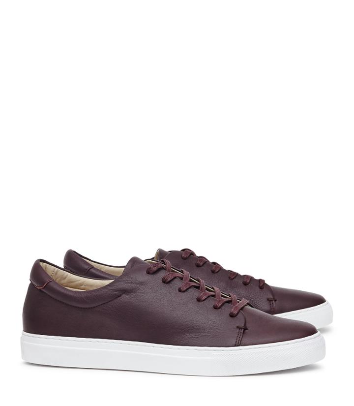 Reiss Darma Leather - Mens Leather Sneakers In Red, Size 8