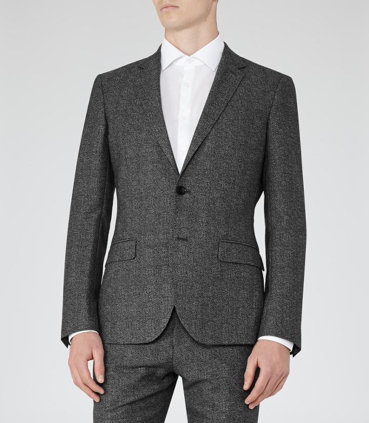 Reiss Morrow B - Mens Wool Slim Blazer In Grey, Size 38
