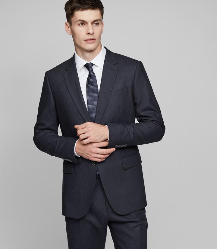 Reiss Norona B - Flannel Wool Blazer In Blue, Mens, Size 34