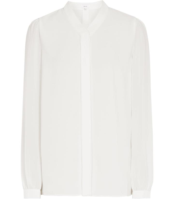 Reiss Quinn - Womens Plisse-detail Blouse In White, Size 4
