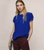 Reiss Natalie - Ruffle Silk Top In Blue, Womens, Size S