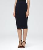 Reiss Guardian - Knitted Pencil Skirt In Blue, Womens, Size 2