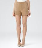 Reiss Paris - Womens Suede Shorts In Brown, Size 12