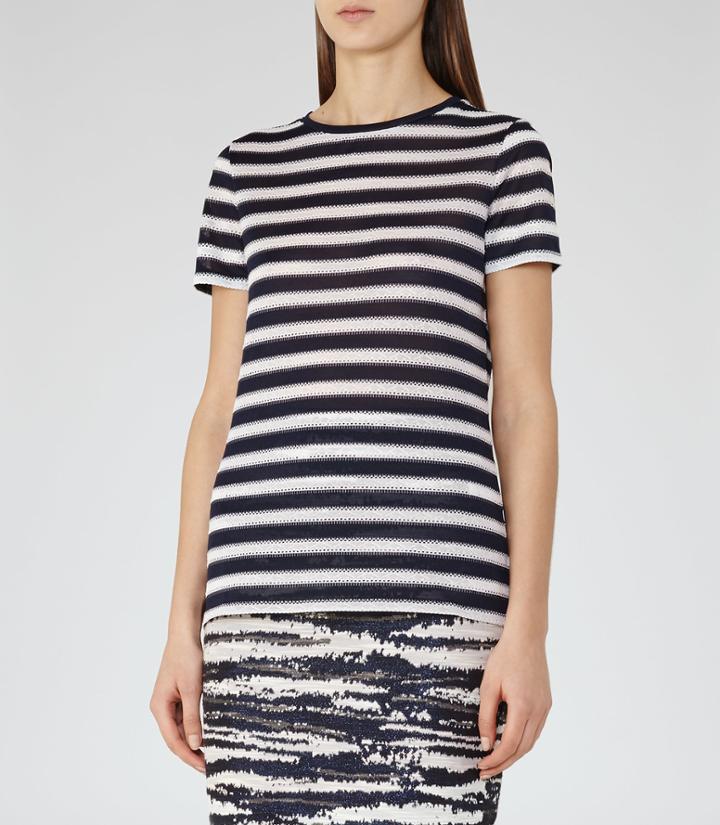 Reiss Molly - Womens Striped Top In White, Size S