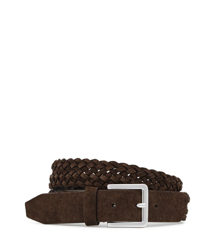 Reiss Bridge - Mens Plaited Suede Belt In Brown, Size 30