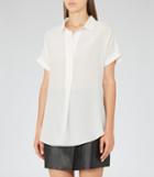Reiss Palma - Womens Open Collar Silk Shirt In White, Size 4
