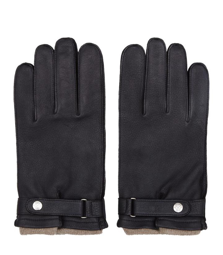 Reiss Gloucester - Mens Dents Cashmere And Leather Gloves In Blue, Size S