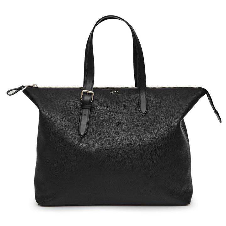 Reiss Newbury - Mens Grained Leather Tote Bag In Black