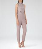 Reiss Kita - Lace-back Jumpsuit In Grey, Womens, Size 0