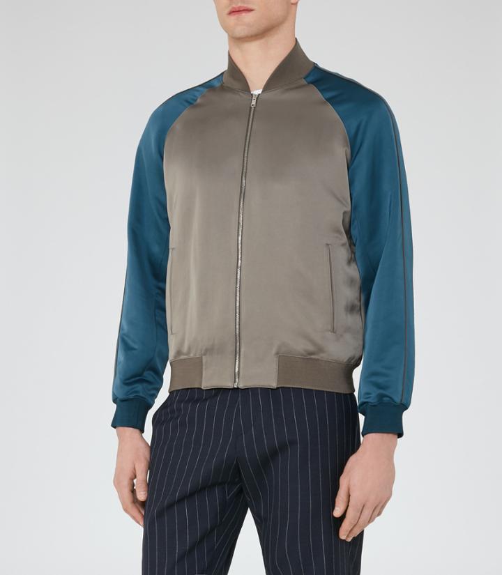 Reiss Humble - Mens Varsity Bomber Jacket In Grey, Size Xs