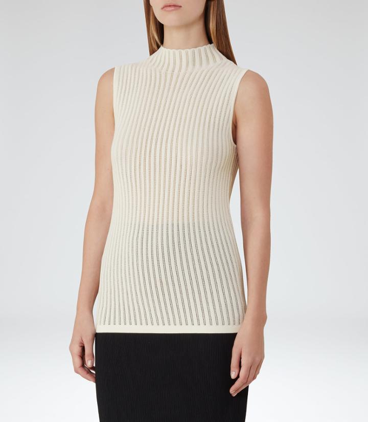 Reiss Mimi - Open-stitch Tank Top In White, Womens, Size 0