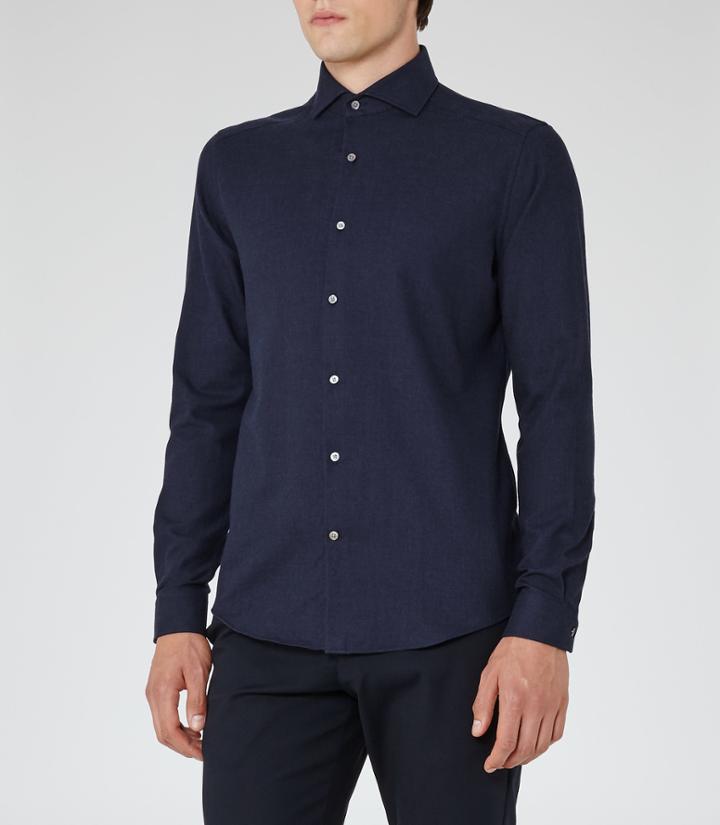 Reiss Bonucci - Mens Cotton And Cashmere Shirt In Blue, Size S