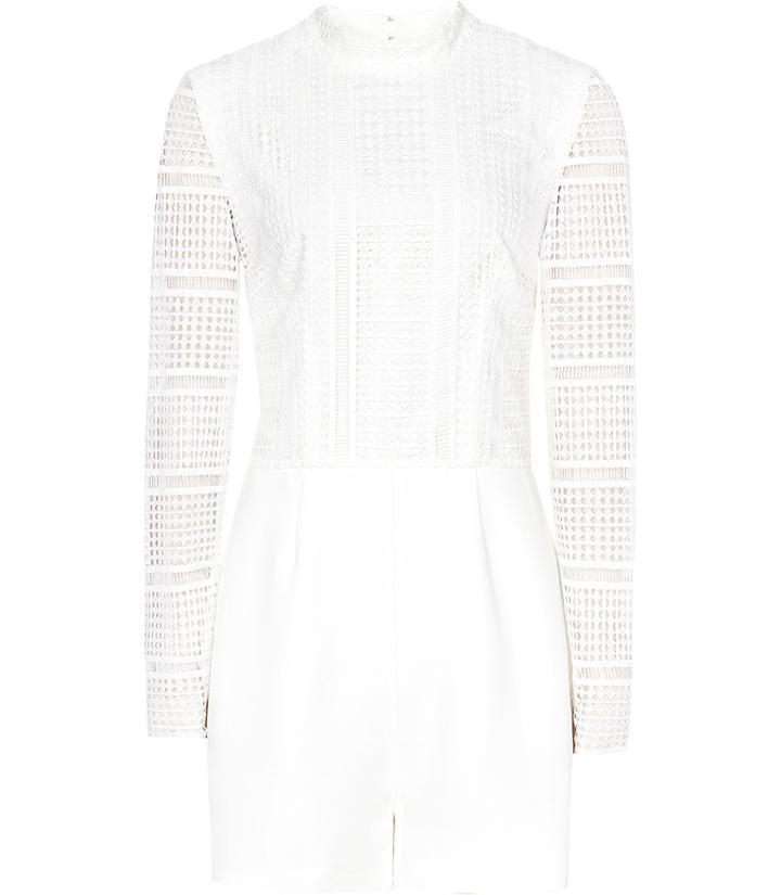 Reiss Tabitha - Womens Lace-mix Playsuit In White, Size 10