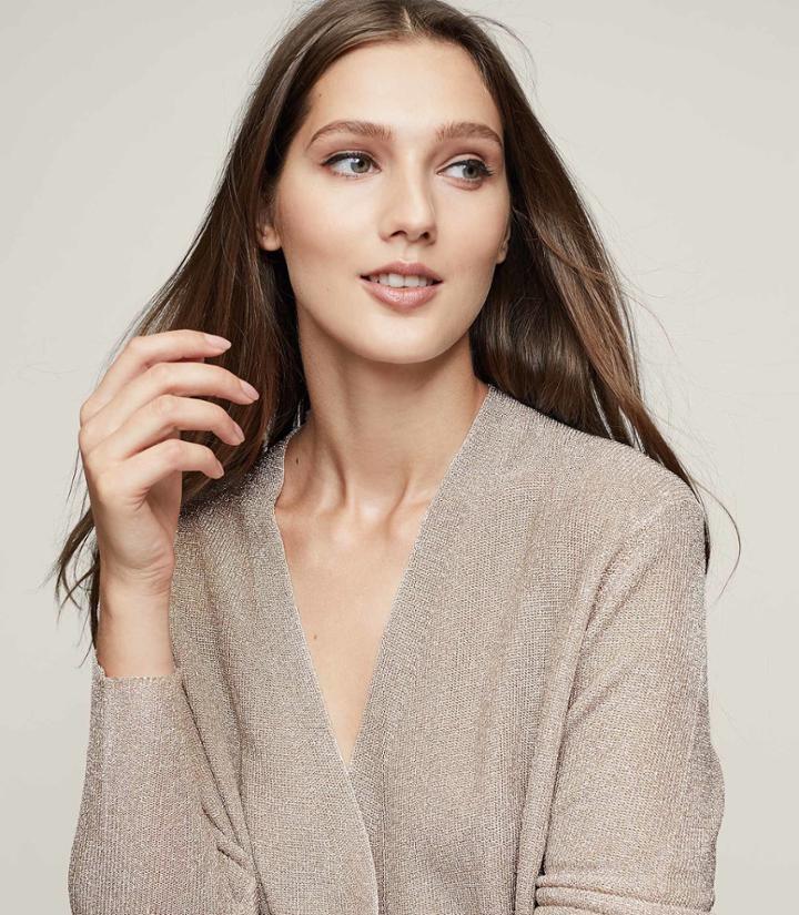 Reiss Lee - Metallic Wrap-front Jumper In Pink, Womens, Size 0