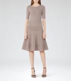 Reiss Karolina - Womens Knitted Fit And Flare Dress In Brown, Size 4