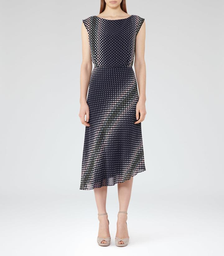 Reiss Felicia - Womens Printed Midi Dress In Black, Size 4