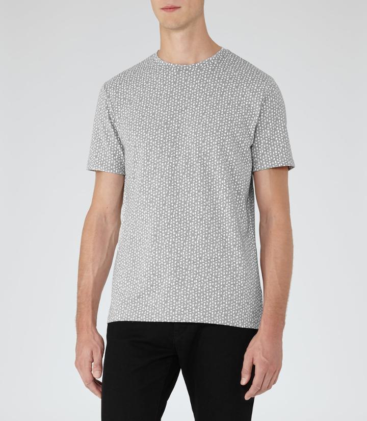 Reiss Bridge - Mens Fleck-print T-shirt In Grey, Size S