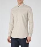 Reiss Baresi - Mens Textured Cotton Shirt In Brown, Size Xs