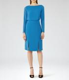 Reiss Alessa - Womens Sheer-sleeve Dress In Blue, Size 4