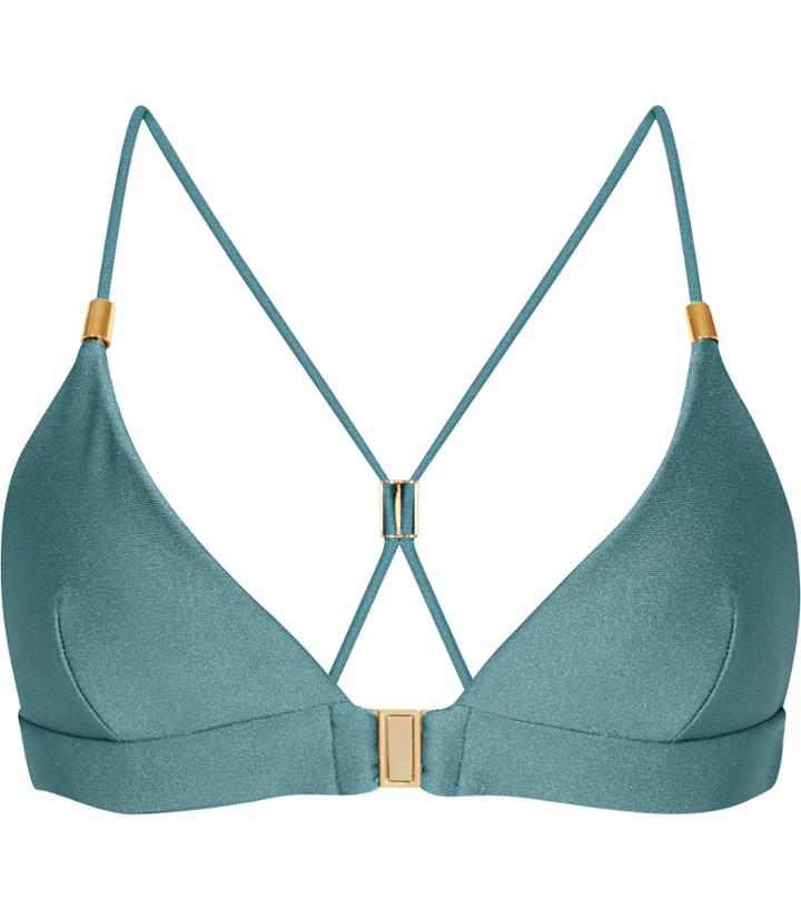Reiss Indie T - Womens Clip-front Bikini Top In Blue, Size S