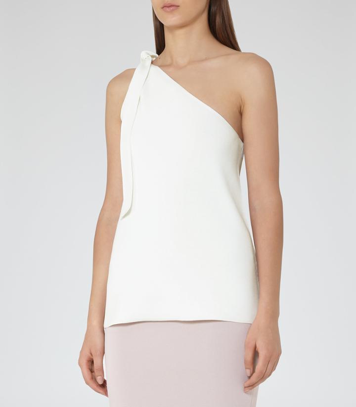 Reiss Henrieta - Womens One-shoulder Knitted Top In White, Size Xs