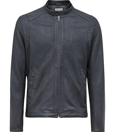 Reiss Chatsworth Stitch Detail Leather Jacket
