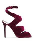 Reiss Monda Velvet - Womens Velvet Sandals In Red, Size 3