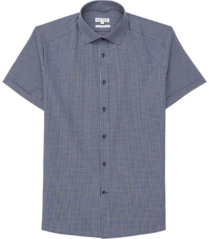 Reiss Oe Hayward - Mens Grid Check Shirt In Blue, Size L