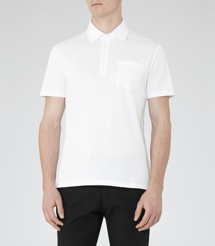 Reiss Spirito - Mens Pique Weave Polo Shirt In White, Size Xs