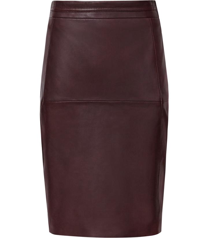 Reiss Cleo - Womens Leather-panel Pencil Skirt In Red, Size 4
