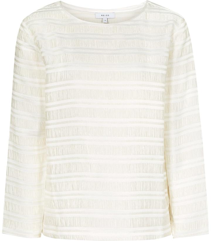 Reiss Mandy - Pleat-detail Long-sleeved Top In White, Womens, Size M