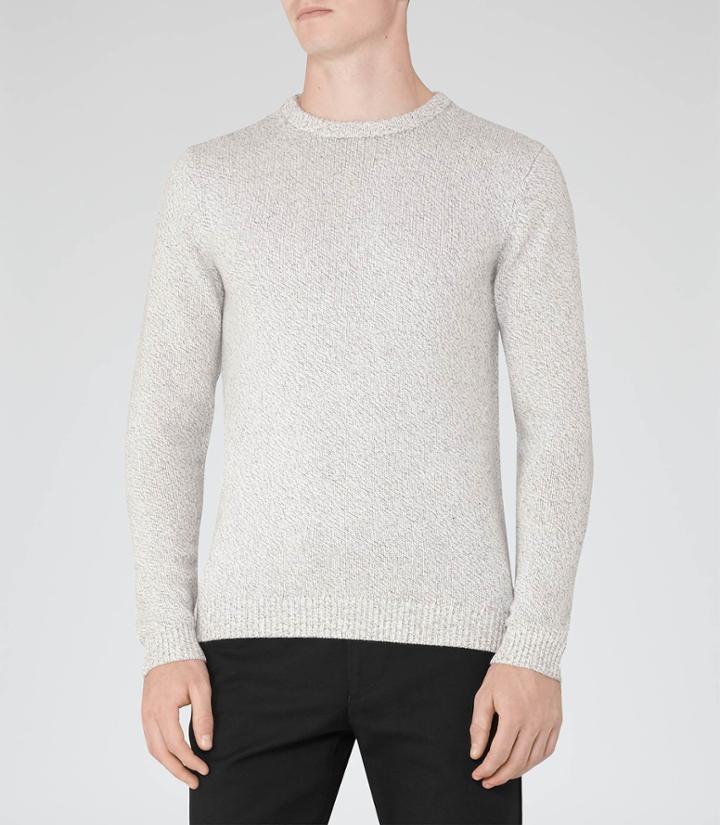 Reiss Andrew - Mens Flecked Crew-neck Jumper In Grey, Size S