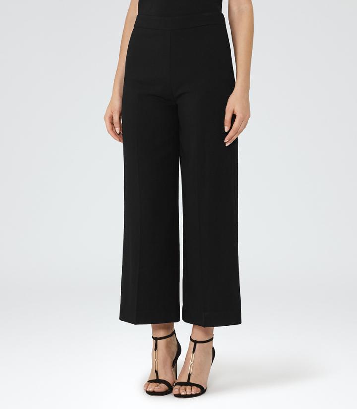 Reiss Flynn - Womens Wide-leg Cropped Trousers In Black, Size 4