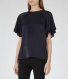 Reiss Wave - Womens Bell Sleeve Top In Blue, Size 4